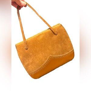 Elegant 1960s Lennox Bags Vintage Suede & leather fancy Tan Handbag